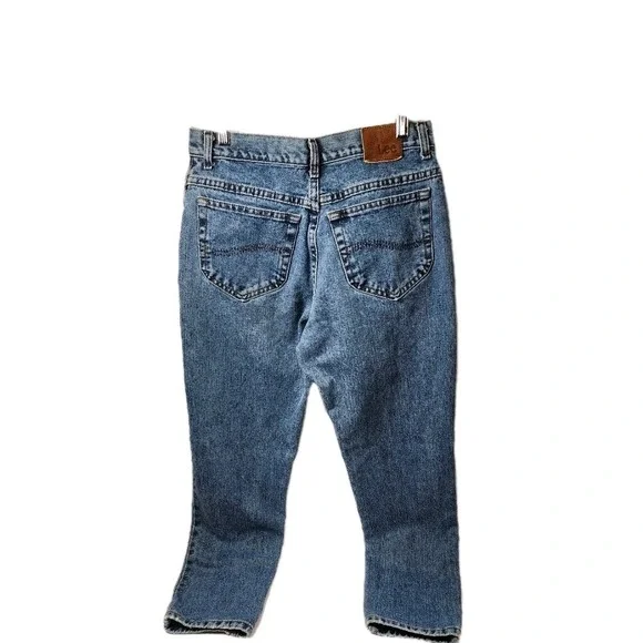 Lee WomensJeans Riveted Medium Wash Denim Classic Fit Straight Leg 13 Petite - Picture 3 of 6